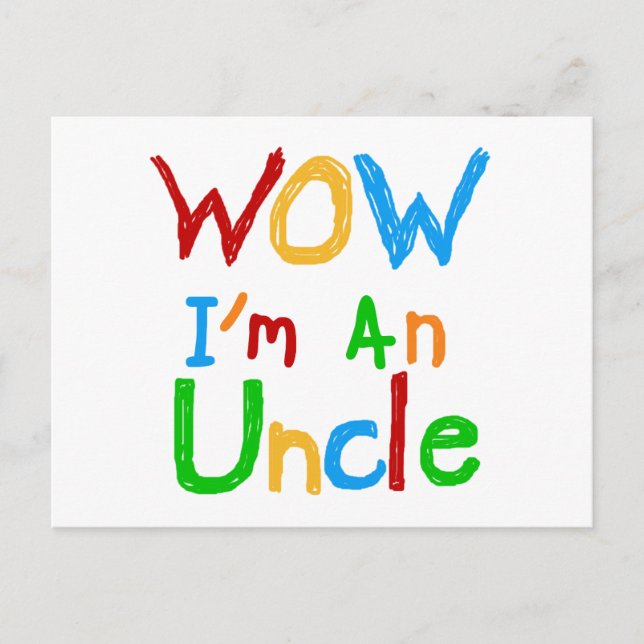 WOW I'm an Uncle T-shirts and GIfts Postcard (Front)