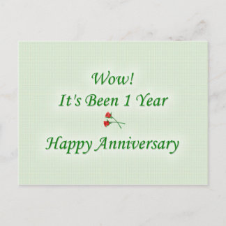 Wow! It&apos;s Been 1 Year Happy Anniversary Postcard