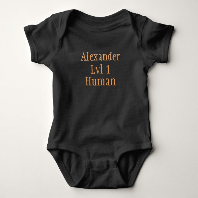 wow level 1 human baby bodysuit (Front)