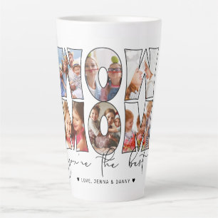 Wow Mum Quote Modern 6 Photo Collage White Latte Mug