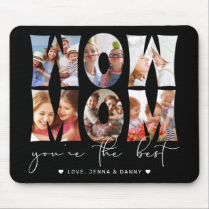 Wow Mum Quote Modern Black 6 Photo Collage Mouse Mat