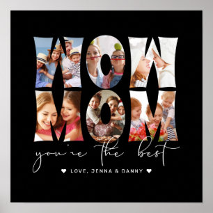 Wow Mum Quote Modern Coral Pink 6 Photo Collage Po Poster