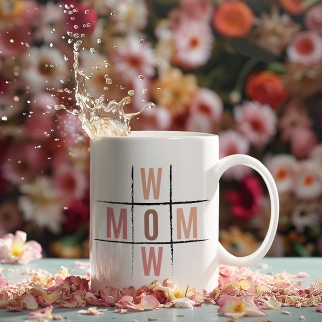 Wow mum tic tac toe funny and humourous mothers da Two-Tone coffee mug (Wow mom, you cover every important block of life .)