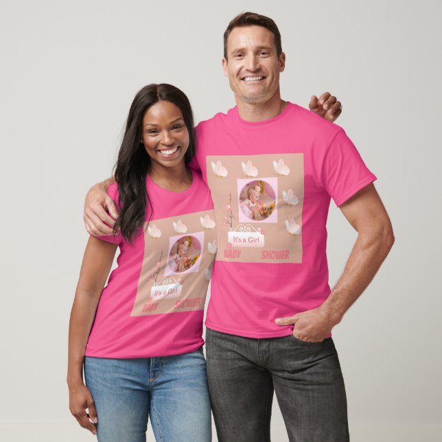 Wow Pink Colour Baby Shower Welcoming Baby T-Shirt (Unisex)