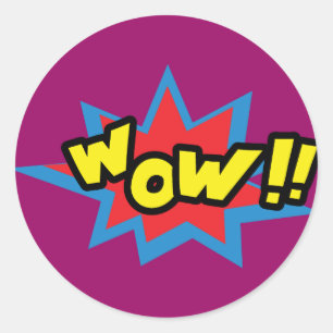 Wow Pop Art Classic Round Sticker