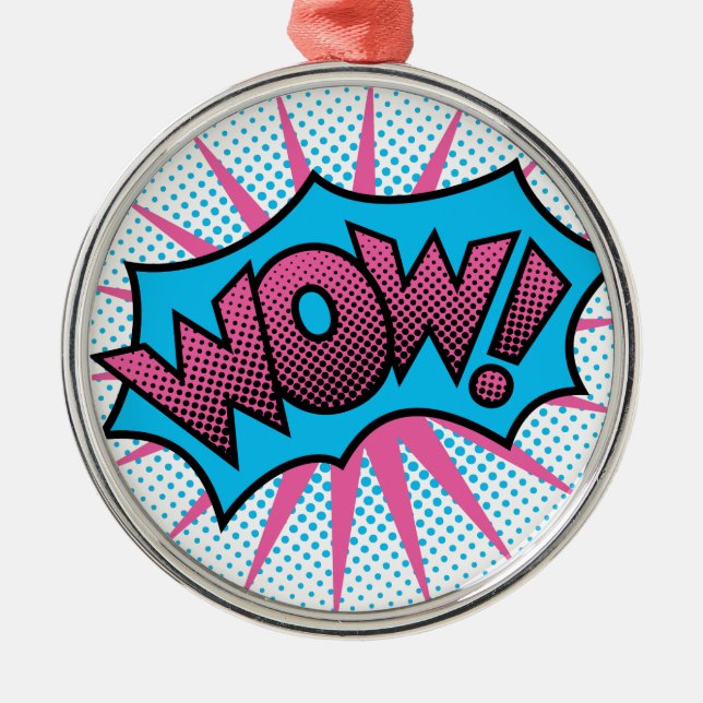 Wow Text Design Metal Tree Decoration (Front)