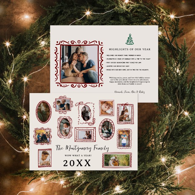 Wow What a Year | Family Photo Gallery Wall Holiday Card (Creator Uploaded)