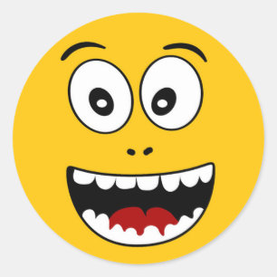 Wow Yellow Emoji Classic Round Sticker