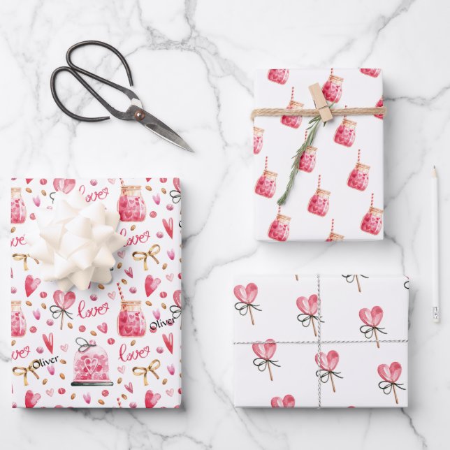  WP | 1 Name Top Sheet 3 Valentines Wrapping Paper (Front)