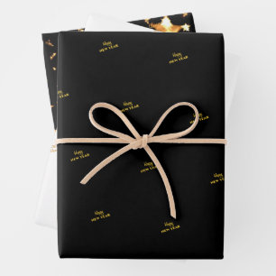 WP Name (3) Black Gold 19x29 Wrapping Paper