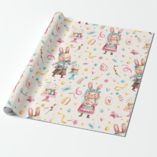 WP   Name, Boy Girl Easter Bunny Cakes Eggs Wrapping Paper