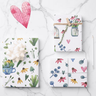 WP Names 3 Colourful 19x29 Watercolor Florals Wrapping Paper Sheet
