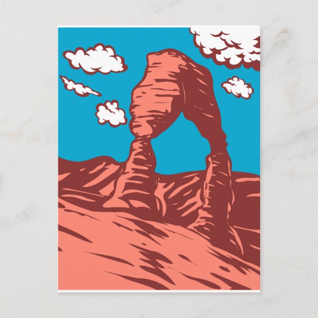 WPA Art Delicate Arch in Arches National Park  Holiday Postcard (Front)