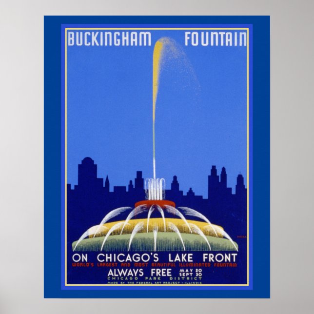 WPA Buckingham Fountain Chicago Ill Poster (Front)