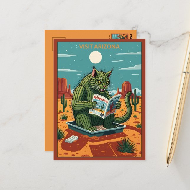WPA style funny visit Arizona Postcard (Front/Back In Situ)