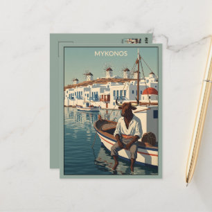 WPA Themed Mykonos  Postcard