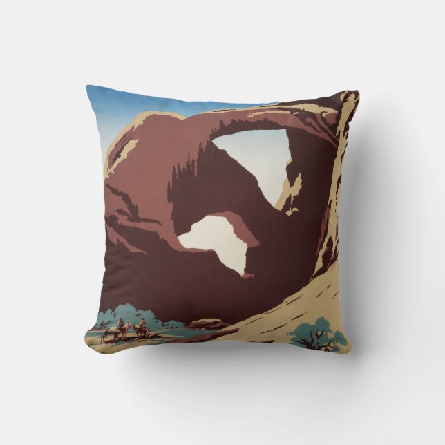 WPA Vintage Travel Poster See America Arches Cushion (Front)