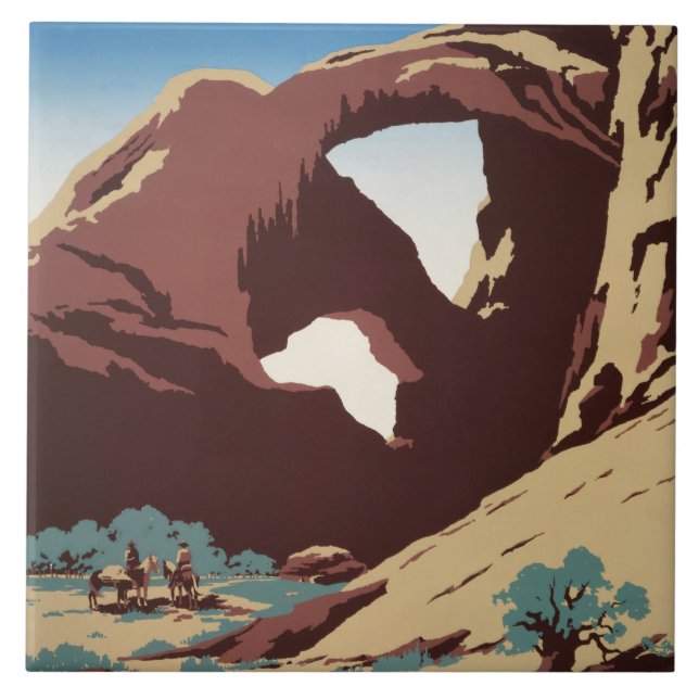 WPA Vintage Travel Poster See America Arches Tile (Front)