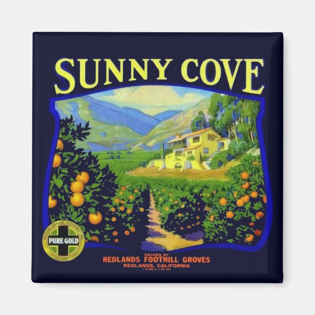 WQ MAGNET : Sunny Cove Fruit Crate Label (Front)
