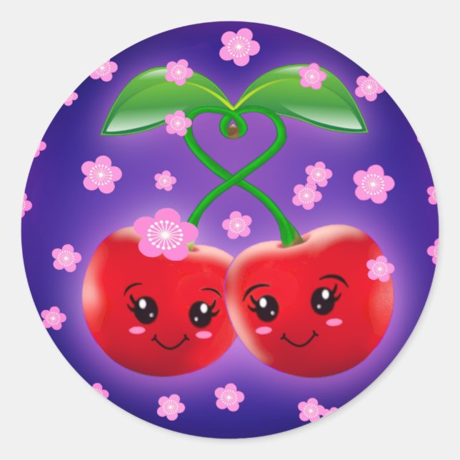 WQ Me and You Kawaii Cherry Couple 3" STICKER (Front)