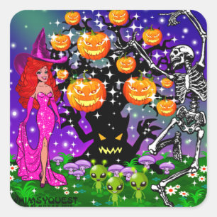 WQ STICKER: Halloween Party All Nighter Square Sticker