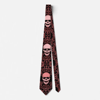Wraithe Vintage Red Gothic Skulls Gentlemen's Tie