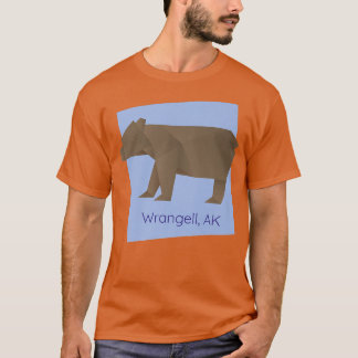 Wrangell AK Brown Origami Bear Abstract Geometrica T-Shirt