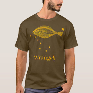 Wrangell Alaska State Flag Halibut Fishing T-Shirt
