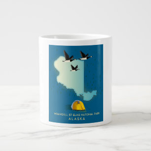 wrangell st elias Alaska Map Large Coffee Mug