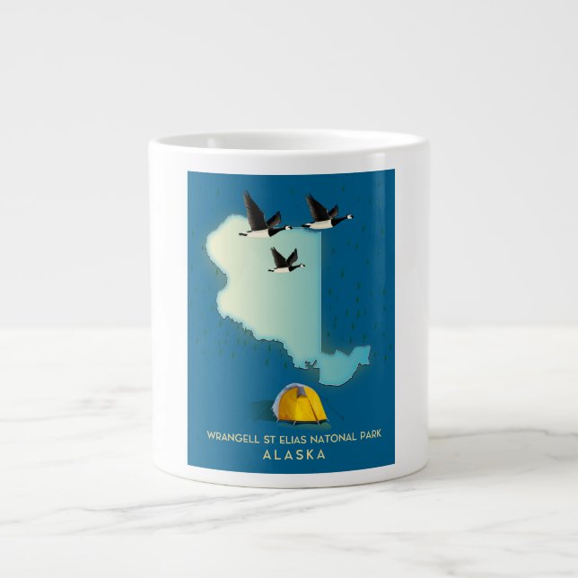 wrangell st elias Alaska Map Large Coffee Mug (Front)