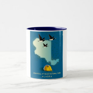 wrangell st elias Alaska Map Two-Tone Coffee Mug