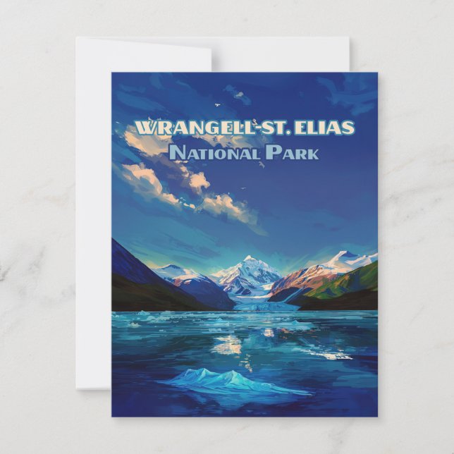 Wrangell St. Elias National Park Alaska Retro Card (Front)