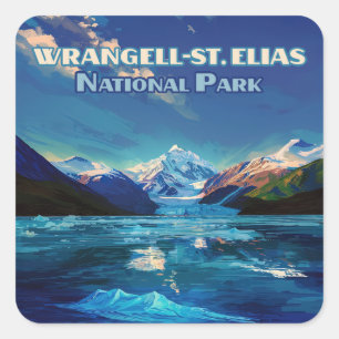 Wrangell St. Elias National Park Alaska Vintage Square Sticker