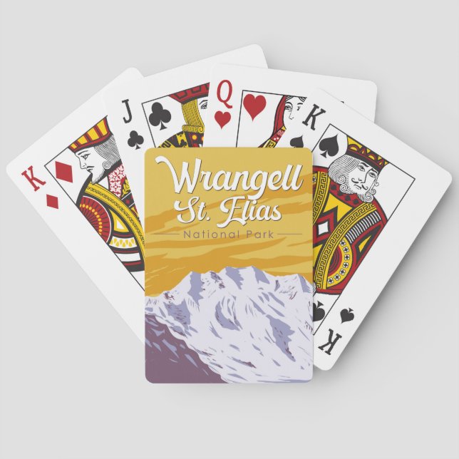 Wrangell St. Elias National Park Illustration Art Playing Cards (Back)