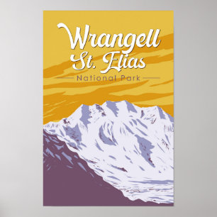Wrangell St. Elias National Park Illustration Art Poster