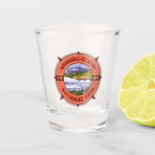 Wrangell St Elias National Park Retro Compass Shot Glass