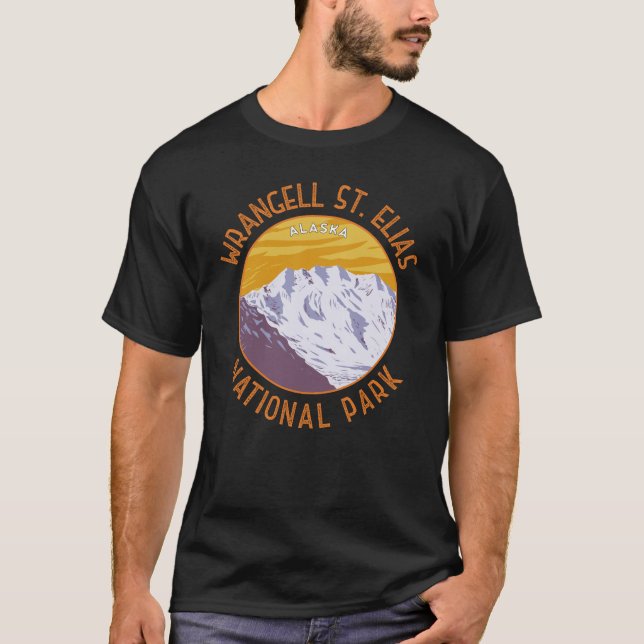 Wrangell St. Elias National Park Retro Distressed T-Shirt (Front)