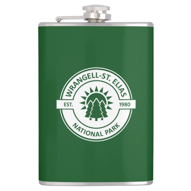 Wrangell–St. Elias National Park Sun Trees Hip Flask (Front)