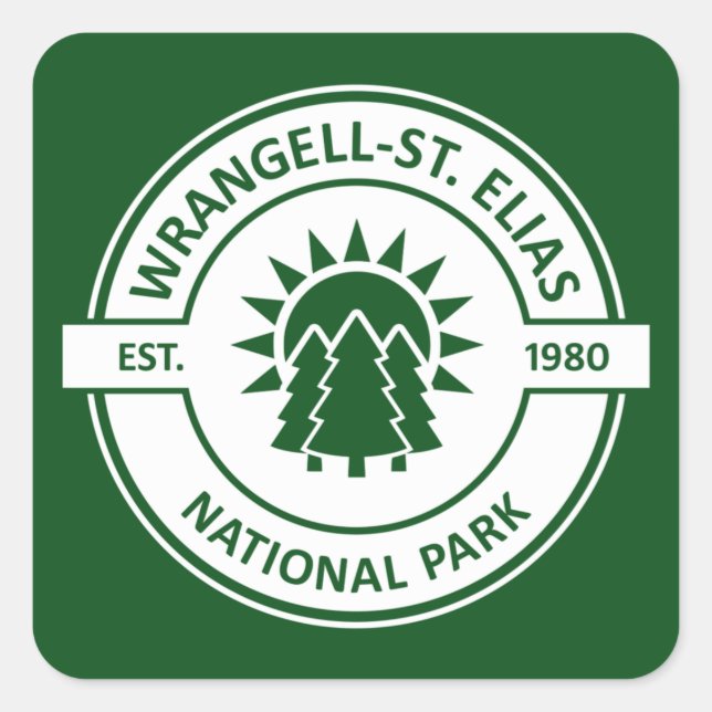 Wrangell–St. Elias National Park Sun Trees Square Sticker (Front)