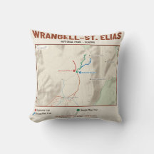 Wrangell–St. Elias National Park Trail Map Pillow