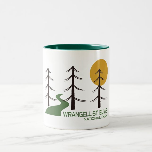 Wrangell-St. Elias National Park Trail Two-Tone Coffee Mug (Center)