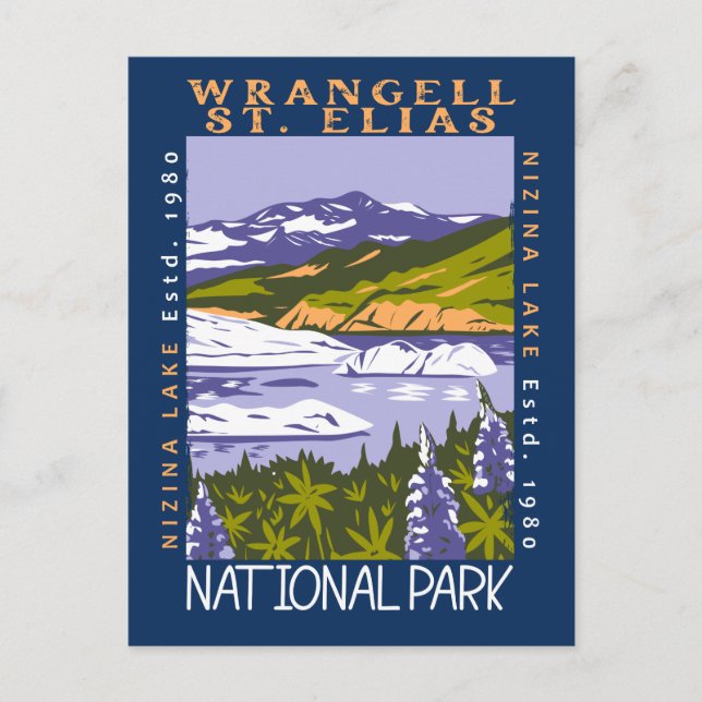 Wrangell St Elias National Park Vintage Distressed Postcard (Front)