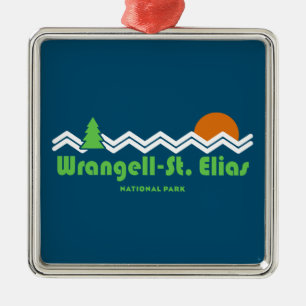Wrangell-St. Elias National Retro Metal Tree Decoration