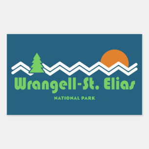 Wrangell-St. Elias National Retro Rectangular Sticker