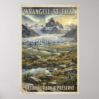 Wrangell-St. Elias Vintage Travel Poster