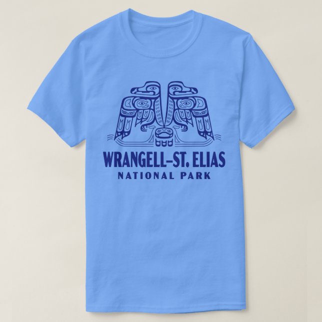 WrangellStElias National Park Retro Bird Wordmark  T-Shirt (Design Front)