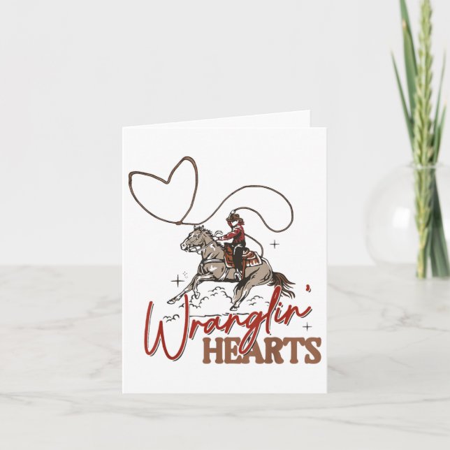 Wranglin Hearts Cowboy Western Valentines  Card (Front)