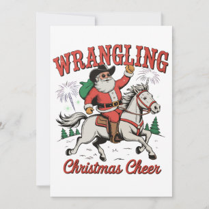 Wrangling Christmas Cheer Cowboy Santa Country Holiday Card