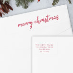 Wrap Around Address Label | Merry Christmas<br><div class="desc">A simple and stylish “Merry Christmas” wrap around address label featuring modern minimalist typography in deep red. Designed for a sleek, contemporary look, this label wraps neatly around your envelope to display your name and return address on one side and the recipient’s details on the other. Personalize it easily for...</div>