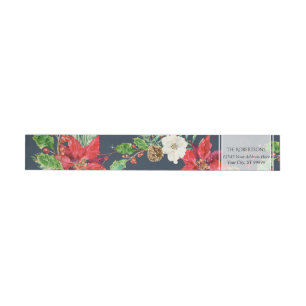 Wrap Around Christmas Watercolor Floral Foliage Label